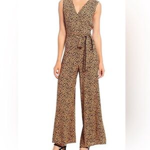 Skies Are Blue Brown Leopard Print Relaxed Tie Belt Jumpsuit - XS - NWT